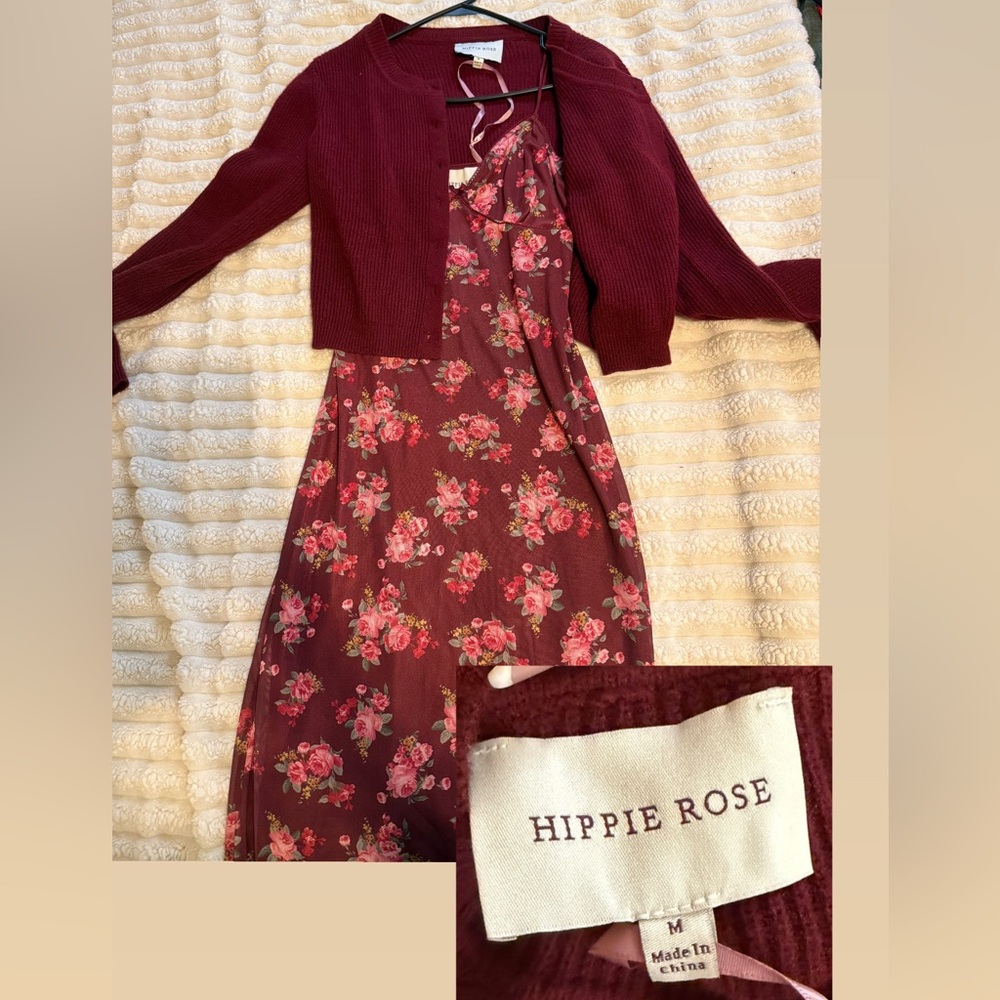 Hippie Rose Burgundy Floral Dress